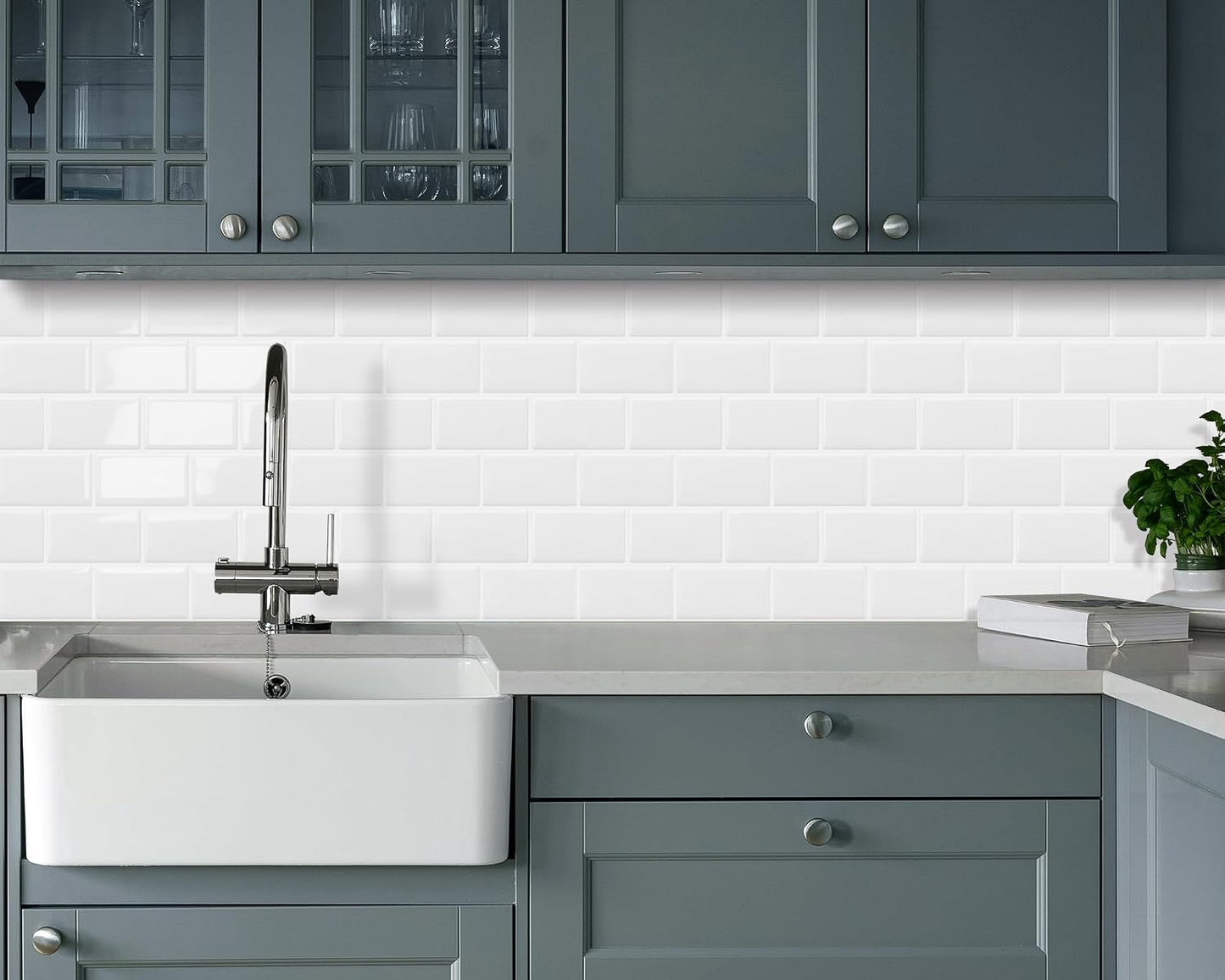 DEWOO White Peel and Stick Backsplash Subway Tile Self Adhesive Wall Tiles for Kitchen Bathroom, 10-Sheet, 12"×12"