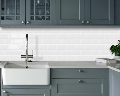 DEWOO White Peel and Stick Backsplash Subway Tile Self Adhesive Wall Tiles for Kitchen Bathroom, 10-Sheet, 12"×12"