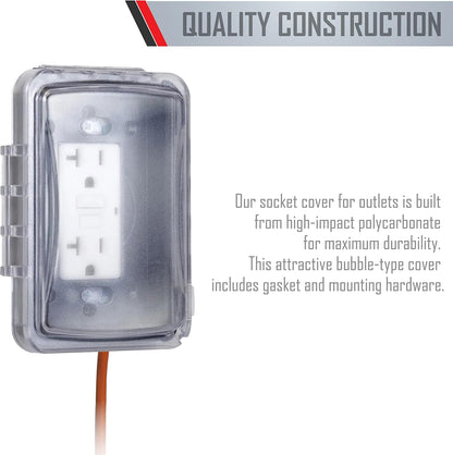 TayMac MM110C Weatherproof Single Outlet Outdoor Receptacle Cover, 5/8 Inches Deep, Clear