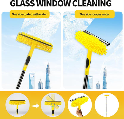 High Ceiling Fan Cleaner Duster for Fans Blades Cleaner with 78.7in Extension Pole Extra Long Handle Cleaning Tool，Reusable Chenille & Microfiber Mop Head for Baseboard Wall Floor Window Glass Wiper