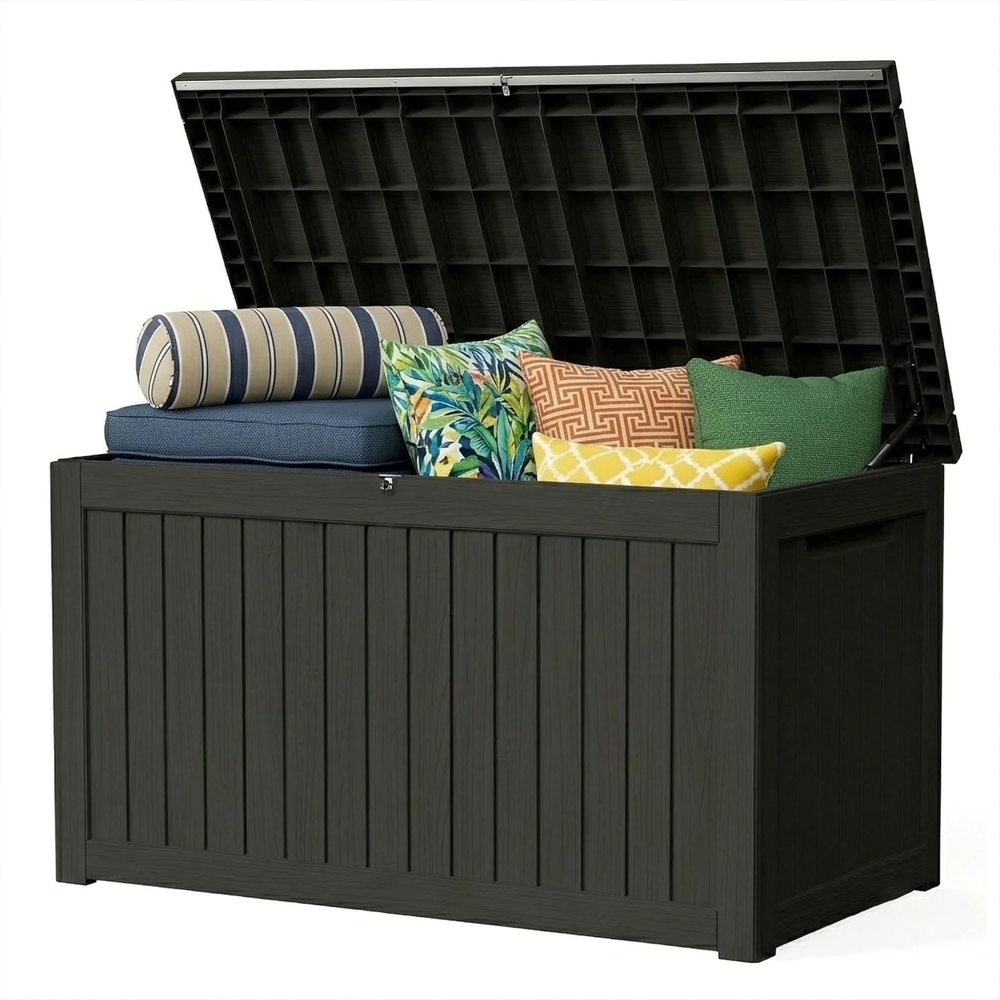 320 Gallon Outdoor Storage Box Resin Deck Box All Weather Waterproof Large Lockable Storage Container Deck Box for Patio Furniture, Garden Tools, Lockable, Black