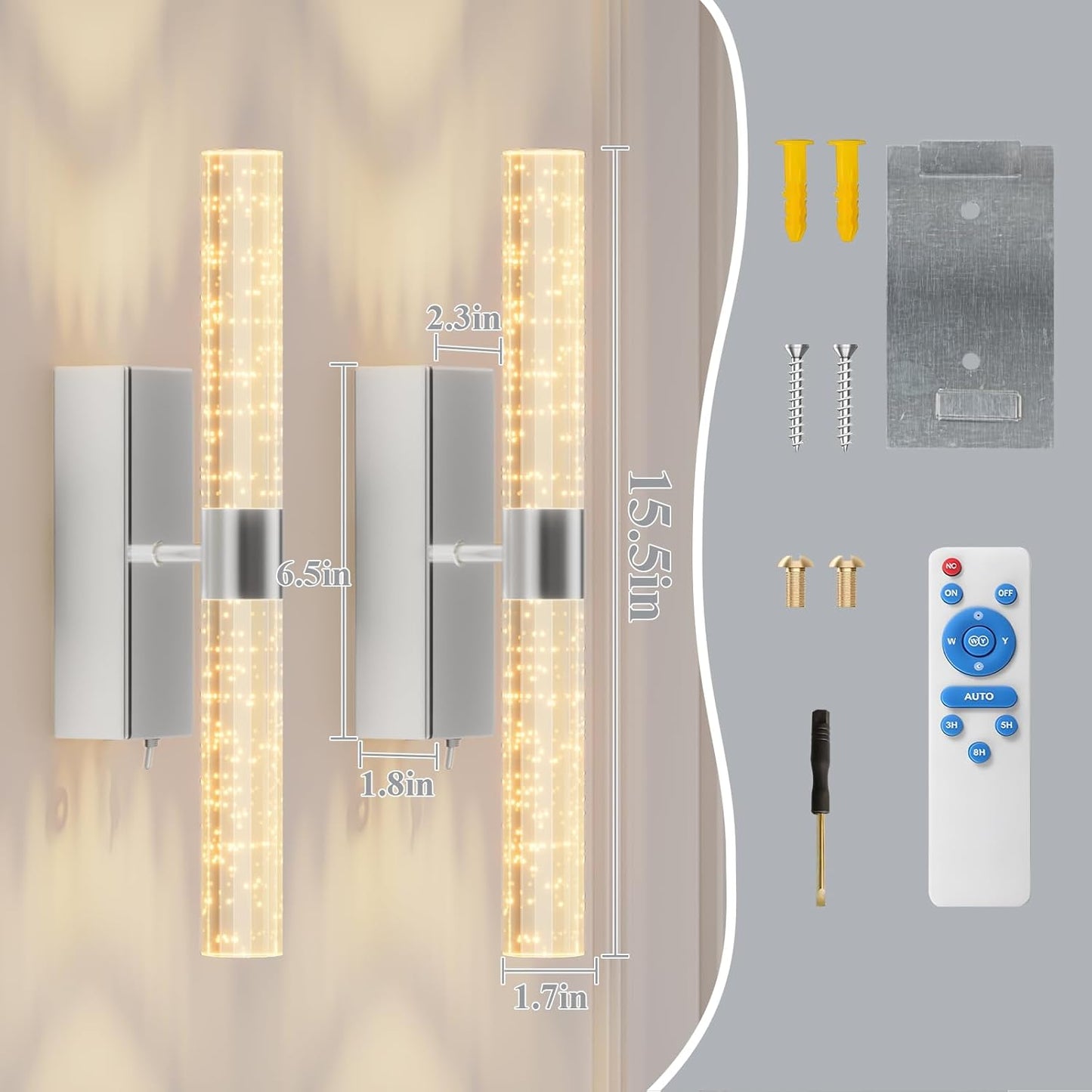 camuucci Battery Operated Wall Sconces Set of 2 Rechargeable Battery Powered Wall Light with 12000mAh Not Hardwired Dimmable Wall Lamp Fixtures for Bedroom Living Room Gold 15.3 Inches