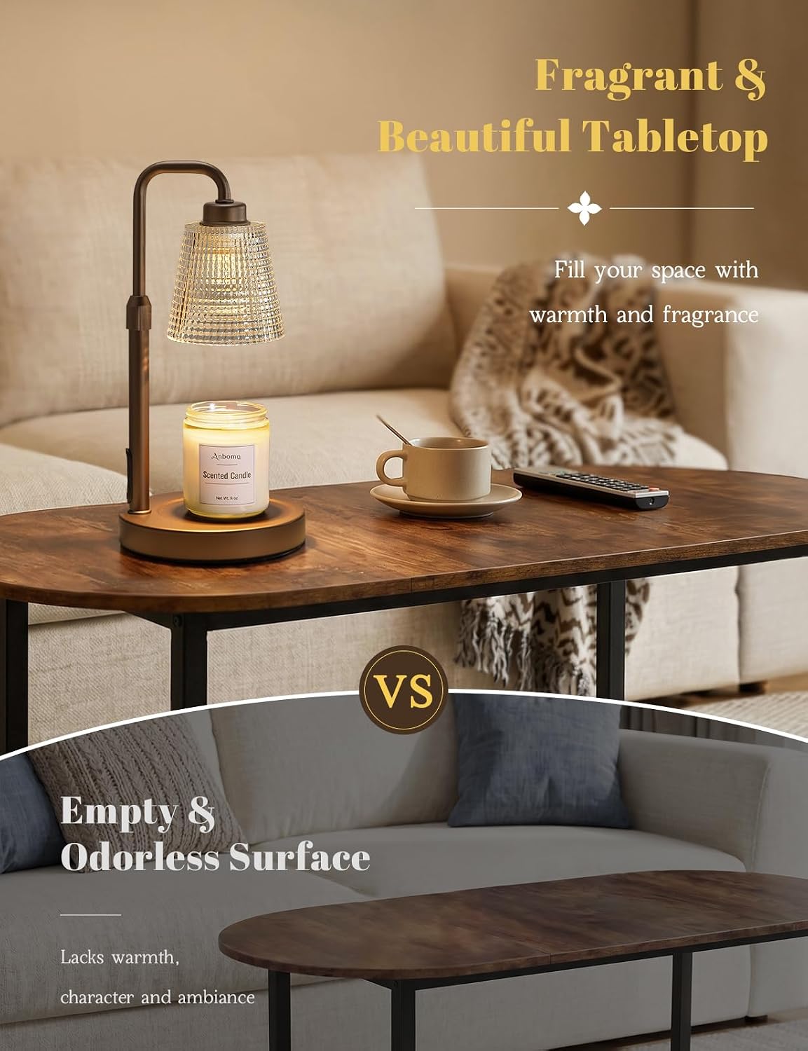 Candle Warmer Lamp with Timer Dimmable, Wax Warmer for Scented Jar Candles, Adjustable Height Candle Lamp for Home Decor, Birthday Gifts for Women Mom House Warming Gifts, Matte Black