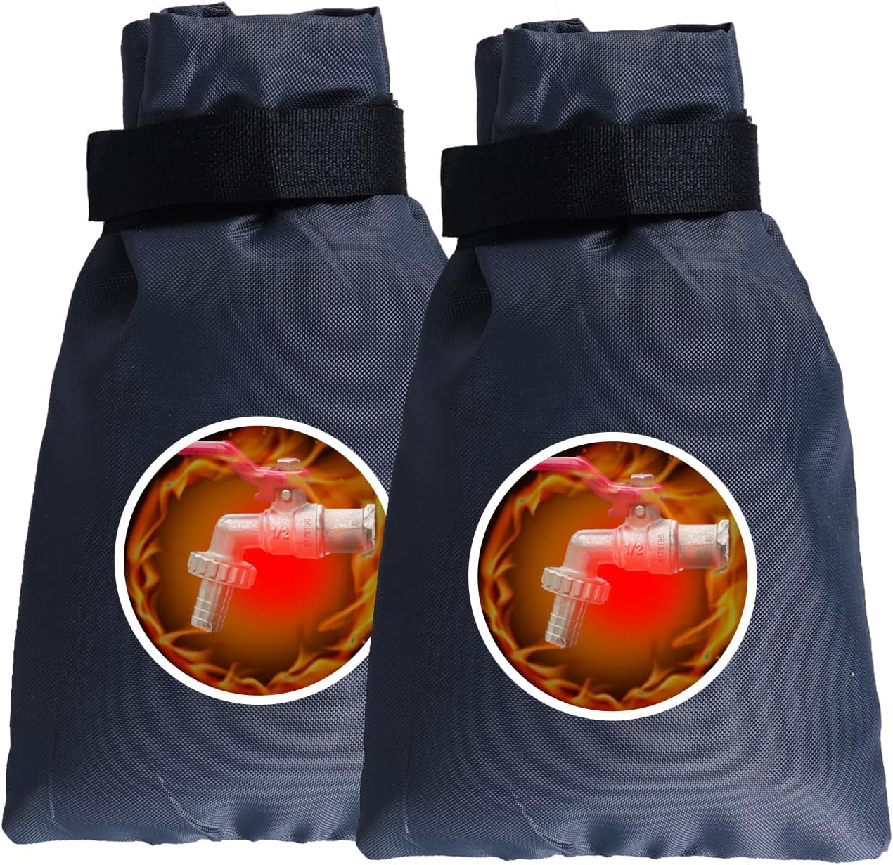 2Pack Outdoor Faucet Covers for Winter, 5.5" W x 7.9" H Outside Garden Faucet Socks for Winter Freeze Protection Pipe Insulation, Reusable Insulated Outdoor Faucet Covers,Black