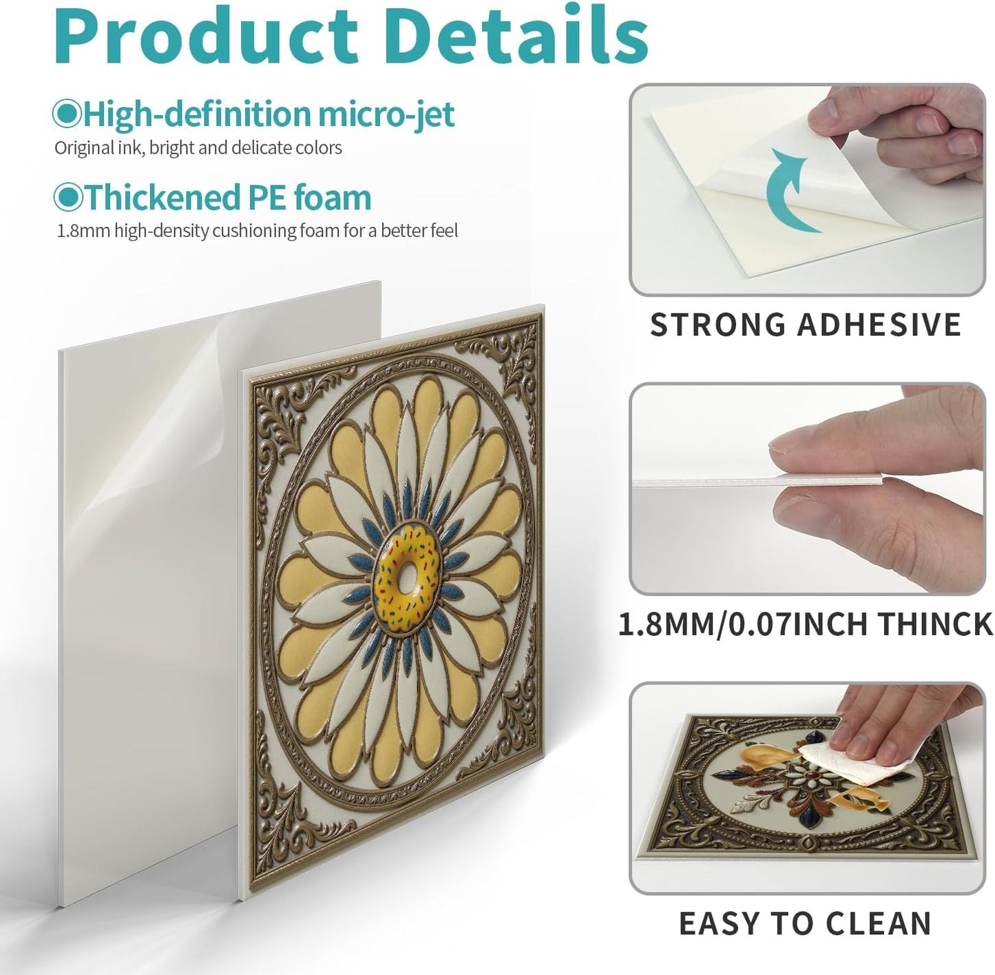 Peel and Stick Backsplash Tile Sticker for Kitchen and Bathroom Walls - 24 Removable 5.9"x5.9" Tiles, Waterproof