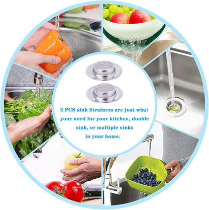 2 Pack 4.5 Inch Stainless Steel Sink Strainer Basket - 304 Stainless Steel Kitchen Sink Drain Filter, Universal Sink Mesh Basket, Hair Catcher, Food Waste Strainer, for Most Sinks