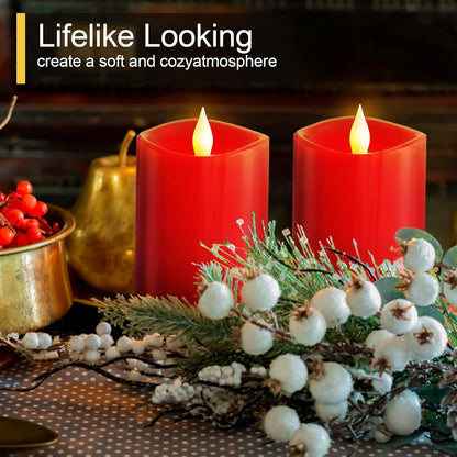 3x3 Flameless Candles with Remote Set of 2, 3 inch Battery Candles Flickering with Timer, LED Pillar Candle for Indoor/Outdoor, White