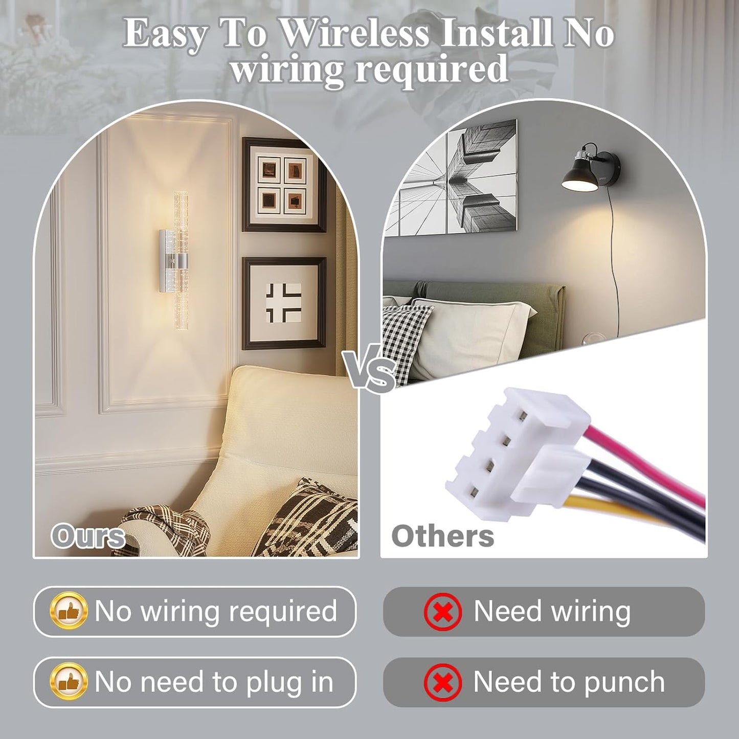 camuucci Battery Operated Wall Sconces Set of 2 Rechargeable Battery Powered Wall Light with 12000mAh Not Hardwired Dimmable Wall Lamp Fixtures for Bedroom Living Room Gold 15.3 Inches