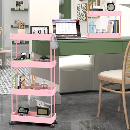 SPACEKEEPER Slim Rolling Storage Cart 4 Tier Bathroom Organizer Cart Mobile Shelving Unit Slide Out Utility Cart for Kitchen, Bthroom, Makeup, Craft, Laundry Narrow Places, Black