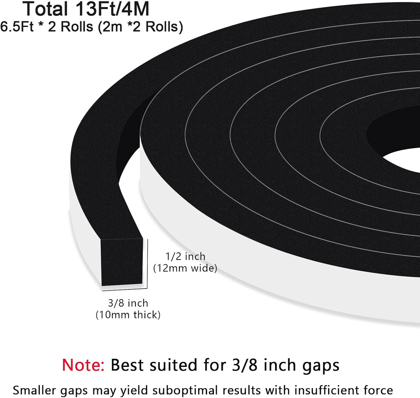Upgraded Strong Adhesive Foam Weather Stripping Door Seal Insulation Tape for Insulating Door,Window, Air Conditioner Noise-Reduction Self Adhesive Sealing Weatherstrip (1 in x 1/2 in x 10 Ft) - Colors B