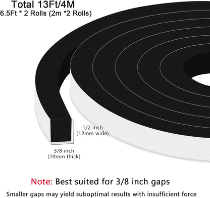Upgraded Strong Adhesive Foam Weather Stripping Door Seal Insulation Tape for Insulating Door,Window, Air Conditioner Noise-Reduction Self Adhesive Sealing Weatherstrip (1 in x 1/2 in x 10 Ft) - Colors B