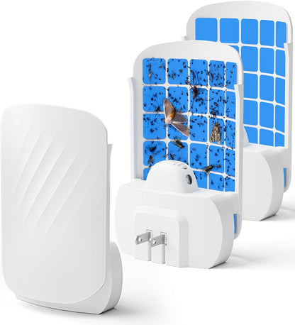 WowCatch Plug-in Flying Insect Trap for Indoors, Fly Trap for Fruit Flies, Gnats & House Flies, UV Light Indoor Bug Catcher for Home, Kitchen, Mess-Free Alternative to Bug Zapper, 1 Device 2 Refills