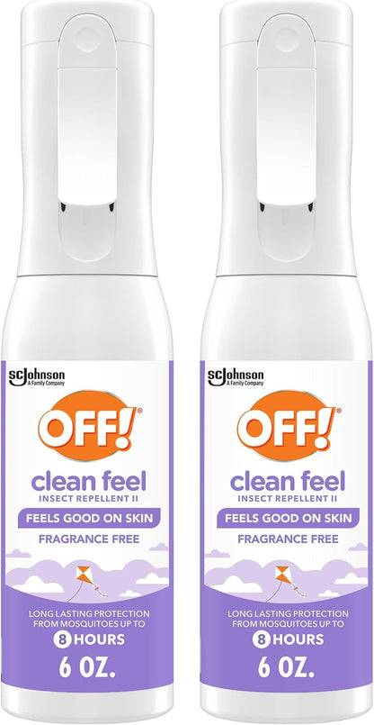 OFF! Clean Feel Insect Repellent Misting Spray, Fragrance-Free Picaridin Bug Spray for Lasting DEET-Free Protection from Mosquitoes and Ticks, 6 oz