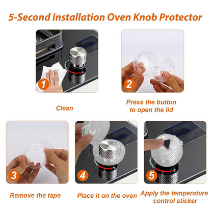 6pcs Stove Knob Safety Covers for Child, Baby Proofing Gas Oven Knob Locks with Heat Alert Stickers Gas Safety Covers for Kids and Pets Proof, Diameter Under 6.5cm/2.56in (Clear)