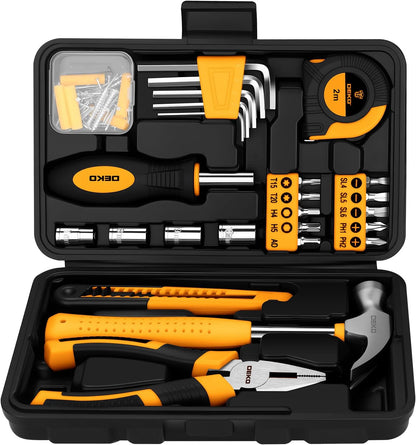 DEKOPRO 94 Piece Pink Tool Set, Household DIY Tool Kit for Women with Storage Toolbox, Small Basic Hand Tool Box Set for Home Repair, DIY, Apartment, Office