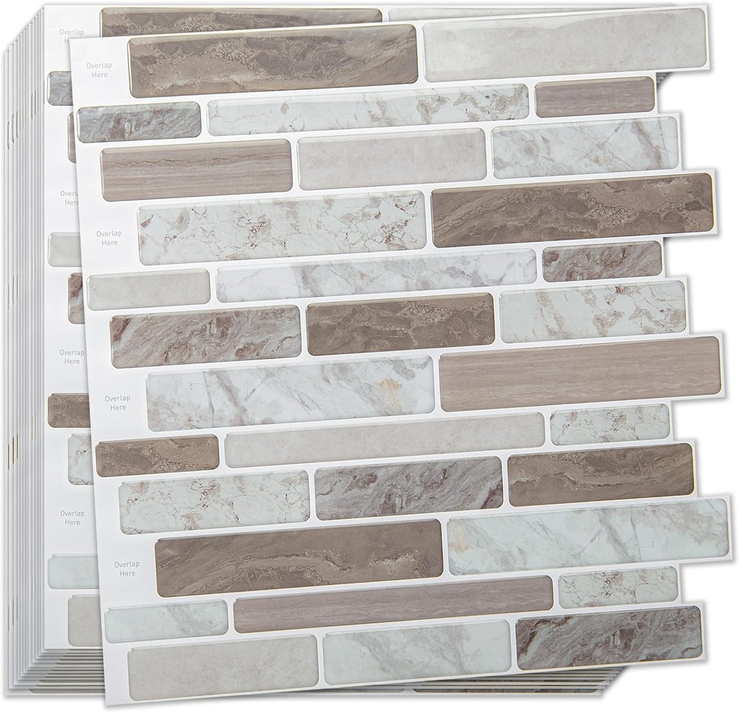 WOWSTAR 10-Sheet Peel and Stick Backsplash Tile for Kitchen, Back Splash Stick On Tiles for Kitchen Wall (Grey and Blue)