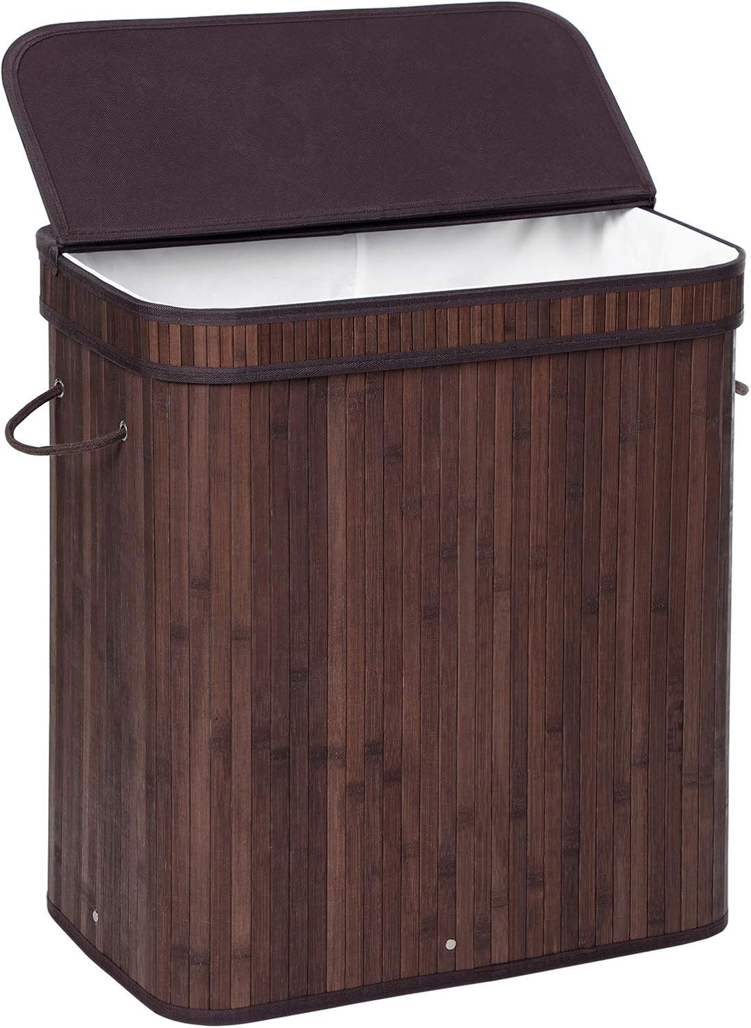 SONGMICS Laundry Hamper with Lid, Bamboo Launry Basket with Handles, Foldable Storage Basket for Laundry Room, Bedroom, 100L, Brown ULCB063K02