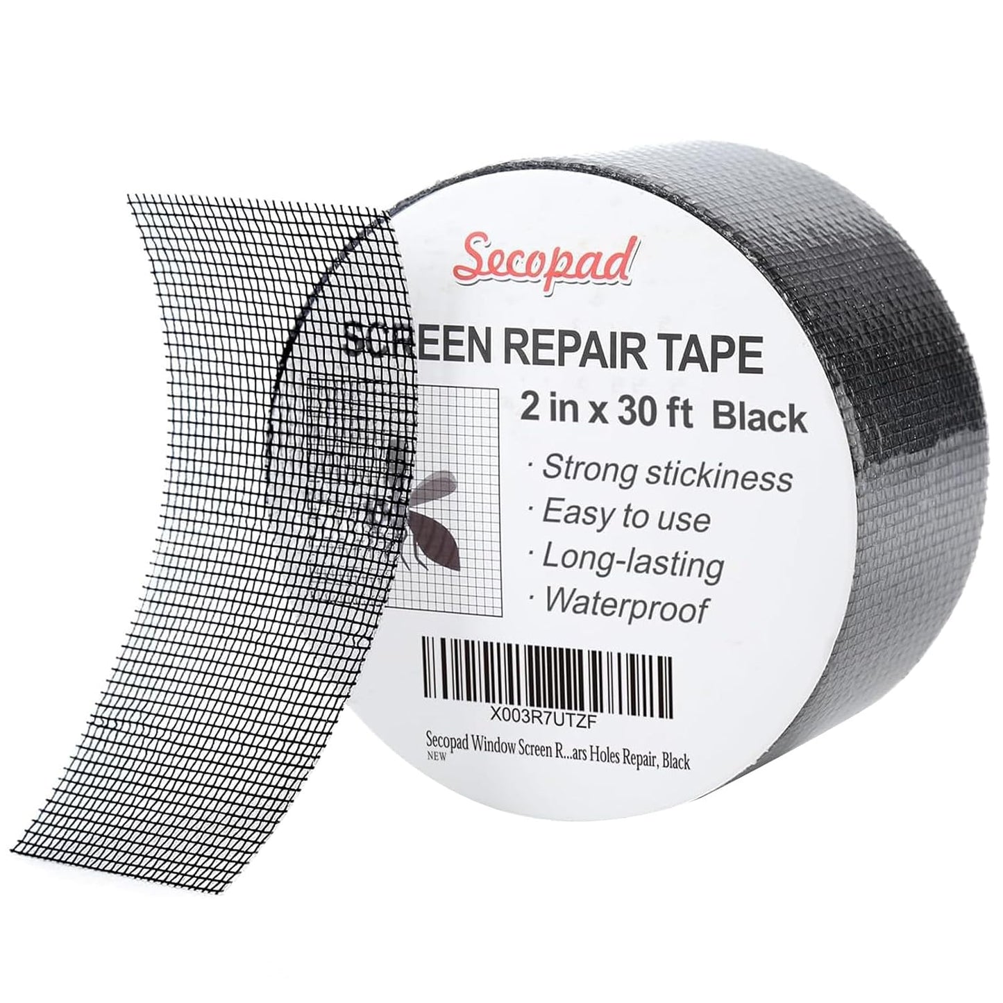 Secopad Black Window Screen Repair Tape, 4 in X 20 FT (240IN) Kit for Windows or Doors, Strong Adhesive Patch Fiberglass Mesh Repair