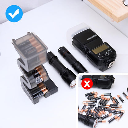 KIWIFOTOS 27 AA + 35 AAA Combo Battery Case Set with Tester | 62 PCS AA AAA Battery storage, Pegboard compatible, Wall Mount Battery Organizer Dispenser, magnetic tester, no‑assembly