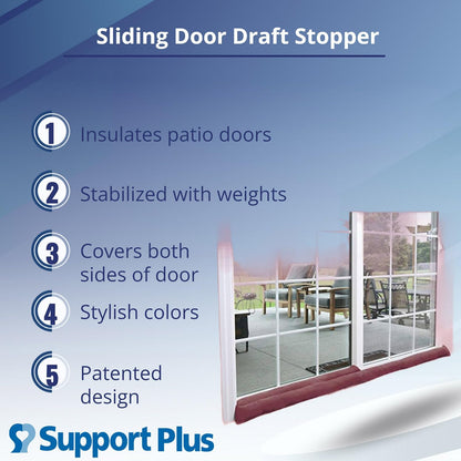 HOME DISTRICT Sliding Door Draft Stopper - Glass Door Draft Blocker, Patio Under Door Draft Stopper, Door Air Blocker Draft Dodger - Approx. 71" Long - Brown Tweed
