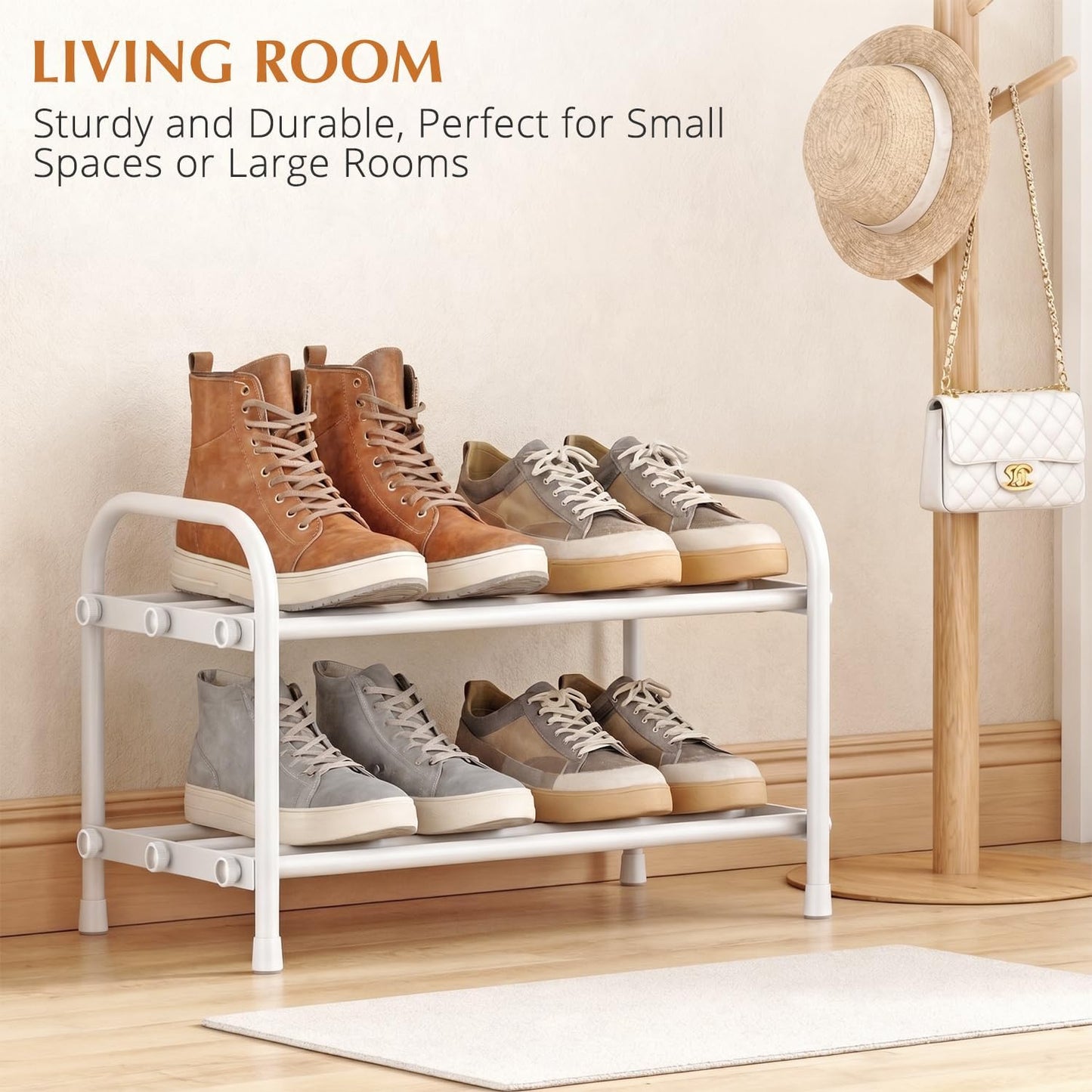 INSMART 3-Tier Expandable Shoe Rack, Stackable and Adjustable Shoes Organizer Storage Shelf, Sturdy and Durable Metal Structure Free Standing Shoe Rack for Closet Entryway Doorway