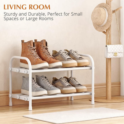 INSMART 3-Tier Expandable Shoe Rack, Stackable and Adjustable Shoes Organizer Storage Shelf, Sturdy and Durable Metal Structure Free Standing Shoe Rack for Closet Entryway Doorway