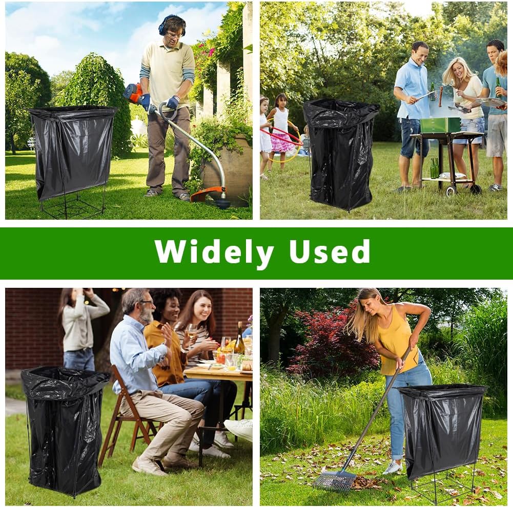 Trash Bag Holder, Metal Garbage Bag Holder, 30-45 Gallon Portable Trash Bag Holder Stand, Multi-use Leaf Bag Holder for Yard, Camping, Party, Wedding