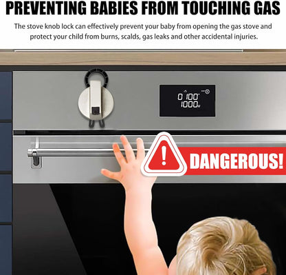 Stove Knob Safety Locks – Gas Stove Oven Knob Safety Covers –Child and Pets Proofing Locks (5 Pack) Black