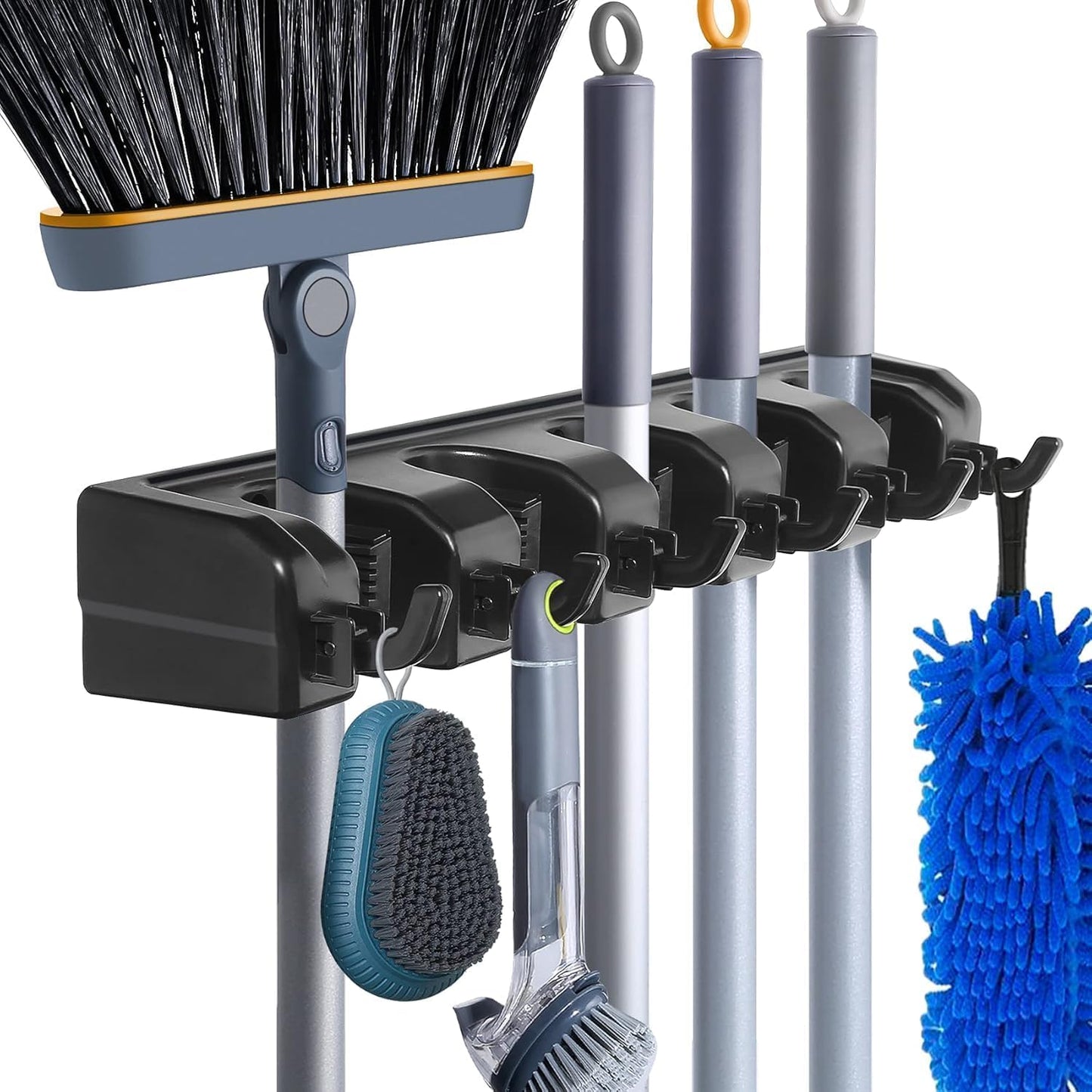 HYRIXDIRECT Broom Hanger Wall Mount, Broom and Mop Organizer Wall Hanging for Garage and Laundry Room