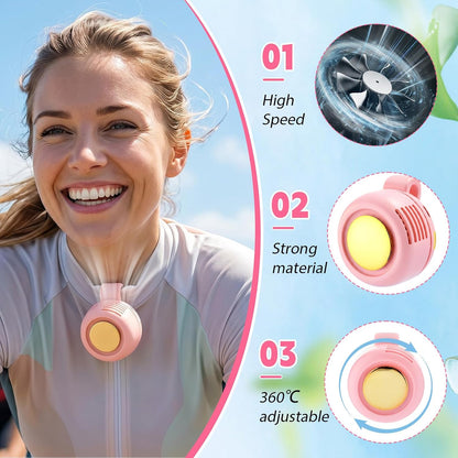 4 Pack 360° Portable Silent Mini Bladeless Electric Fan, Small Fan Clip on for Shirt & Waist, 3 Speeds Rechargeable Whirlwind Cooling Fans for Outdoor Travel Office(Pink)