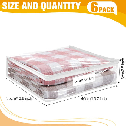 Plastic Storage Bags with Easy-Glide Zipper, Pack of 8, Durable Clear Vinyl Zippered Storage Bags for Clothes Sweaters Comforters Blankets Sheets Bedding (15.7 x 13.8 x 3.9 Inch, White)