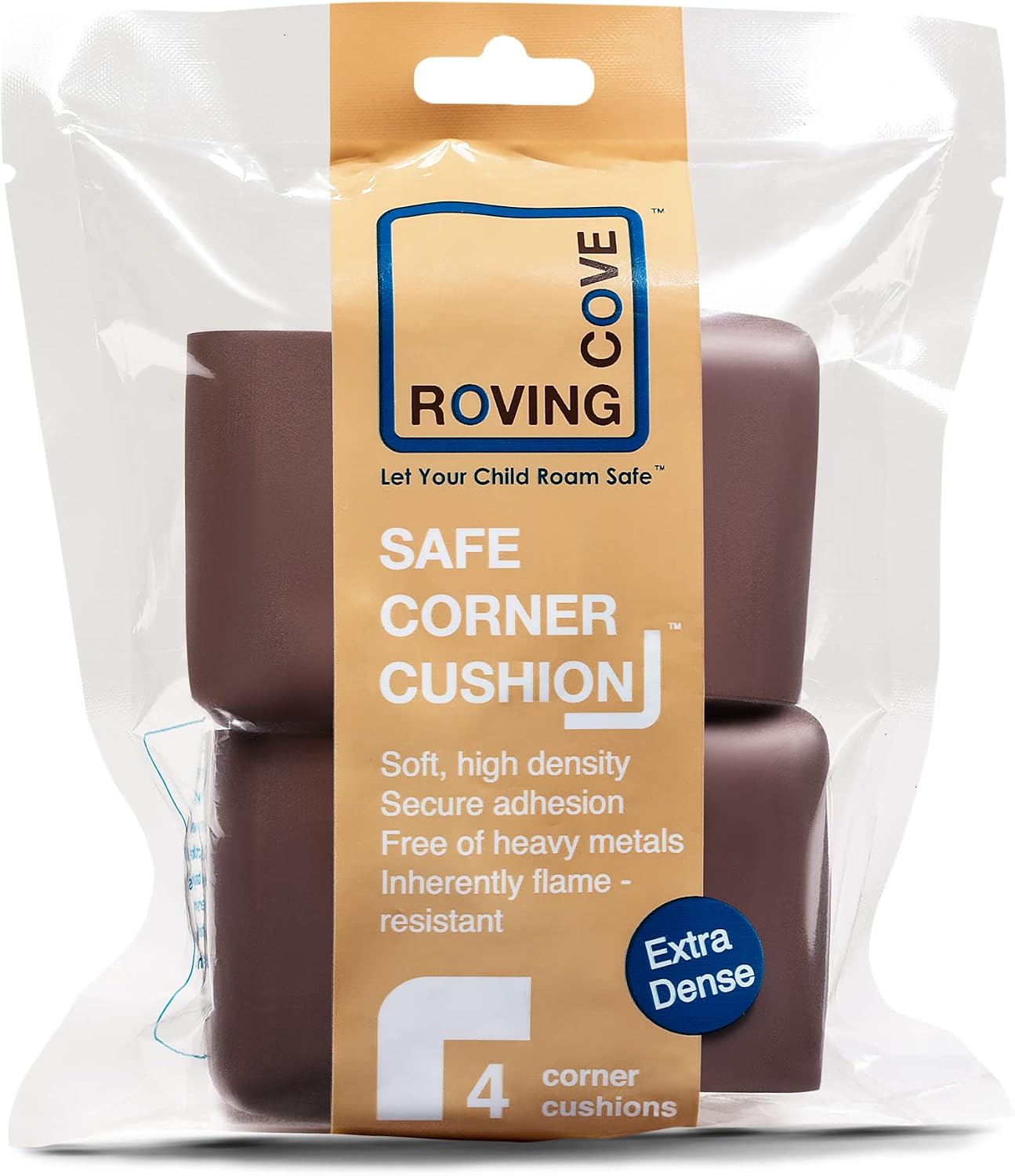 Roving Cove HeftyFit Corner Protector for Baby (4 Large Corners), Heavy-Duty Soft Rubber Foam Furniture Corner Bumper Guards, 3M Adhesive Pre-Taped, Oyster White (Off White)