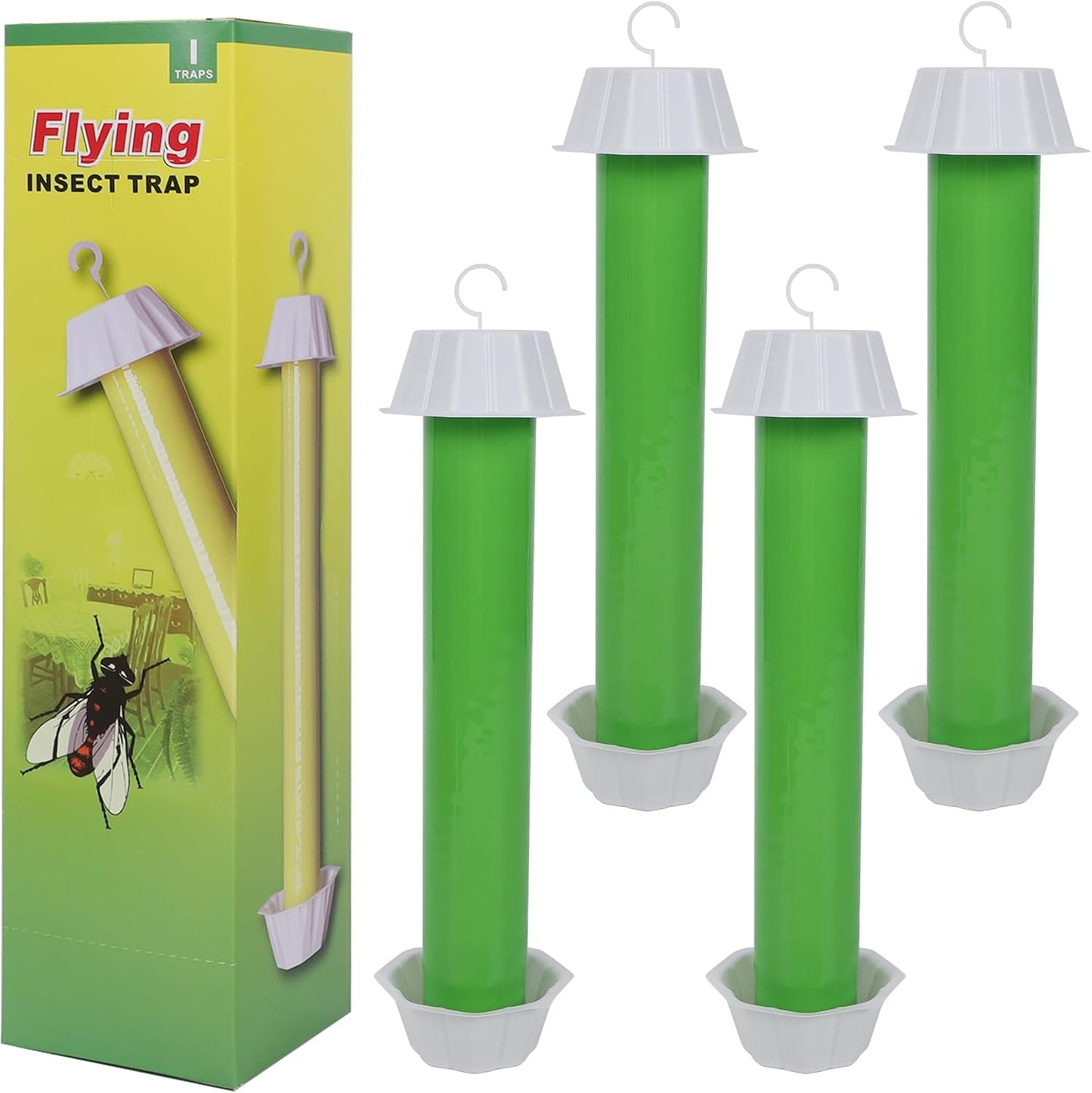 Fly Stick Sticky Fly Traps for Indoors Outdoor 12pk, Sticky Hanging Fly Stick, Flying Insect Trap, wasp Trap（Fluorescent Strip Yellow）