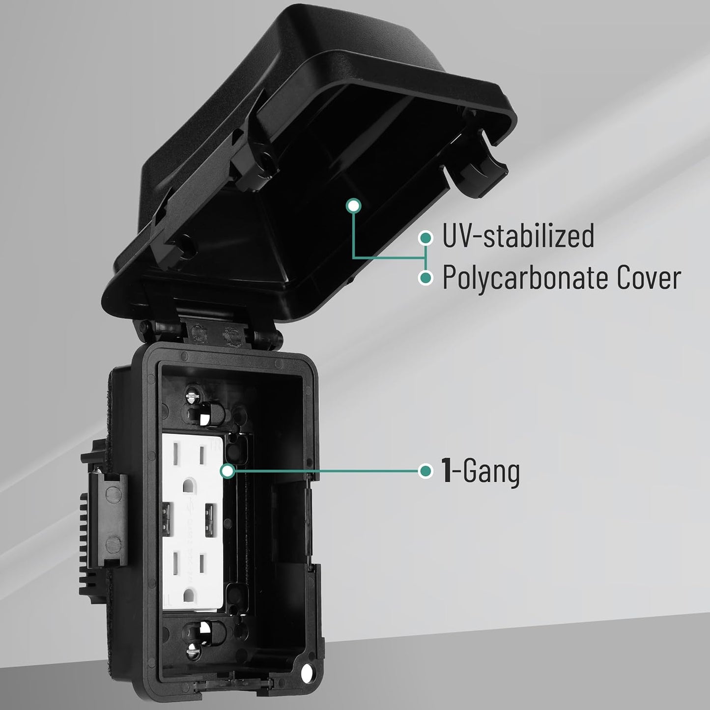 Bates- Weatherproof Electrical Outlet Cover, 1-Gang Outdoor Plug Cover | For Protection Against Rain Dust & Outdoor Use