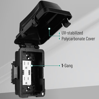 Bates- Weatherproof Electrical Outlet Cover, 1-Gang Outdoor Plug Cover | For Protection Against Rain Dust & Outdoor Use