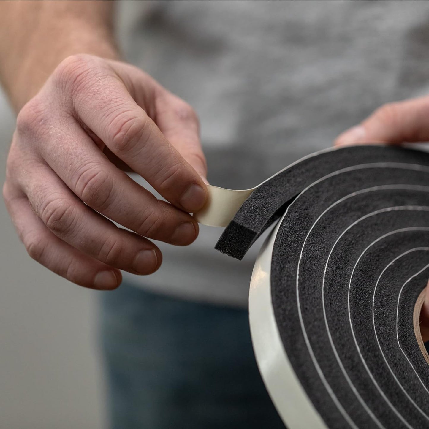 Duck Brand Self Adhesive Foam Weatherstrip Seal for Extra Large Gaps, 30 Total Feet, Window and Door Seal Strip Foam Tape, 3/4-Inch Wide x 1/2-Inch Thick x 10-Feet Long, 3 Rolls, Charcoal (284424)