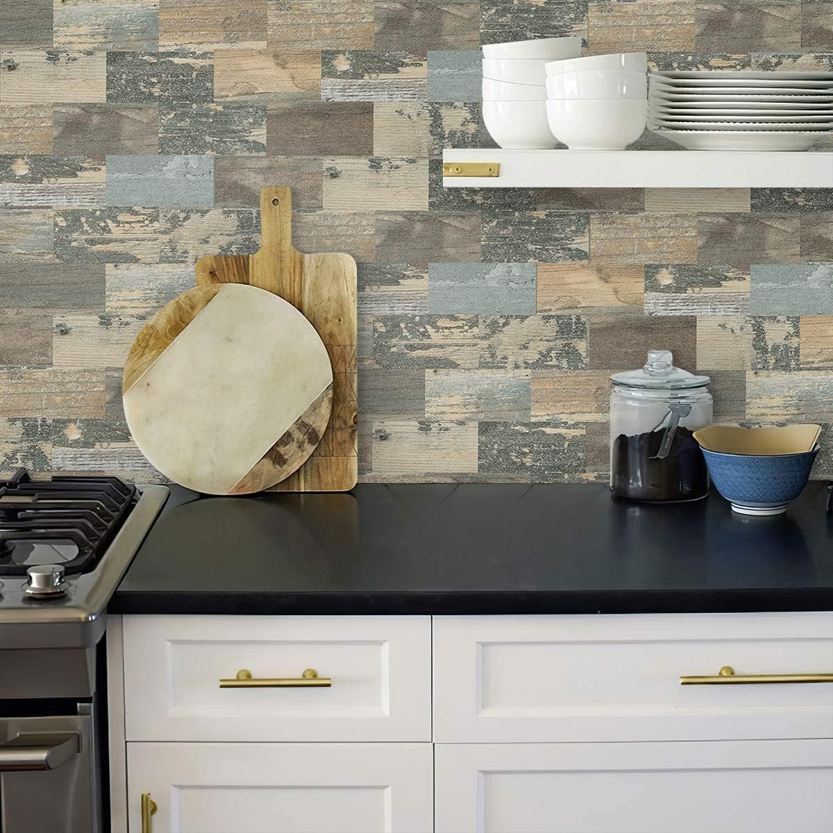 DEWOO Peel and Stick Wall Tile Backsplash PVC Self Adhesive Tiles for Kitchen Bathroom Turquoise Teal (10-Sheet, 13.5" x 11.4") | Self adhesive, thick, cover, vintage, retro, pvc adhesive wall tile, 34 x 29 cm