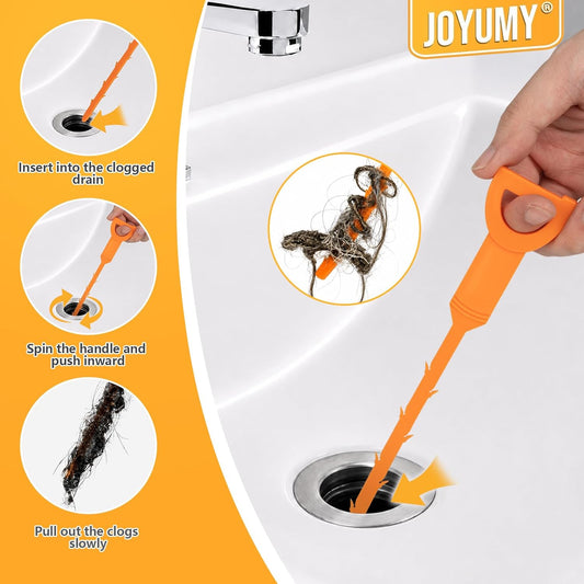 Simple Drain Clog Remover Snake Tool 7 Set—Multi-tooth Clog Remover for Hair and Debris,Flexible Cleaning Brush,Long Sink Drain Brush for Bathtub,Fish Tank,Sewer,Kitchen Sink,Drainage Pipe