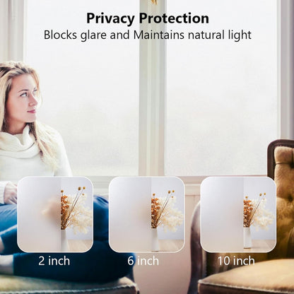 Finnez Frosted Privacy Window Film - Static Cling No Adhesive, Reusable & Easy to Remove, Decorative Glass Film for Home Bathroom Office Door, Crystal Clear 17.5 x 78.7 inches