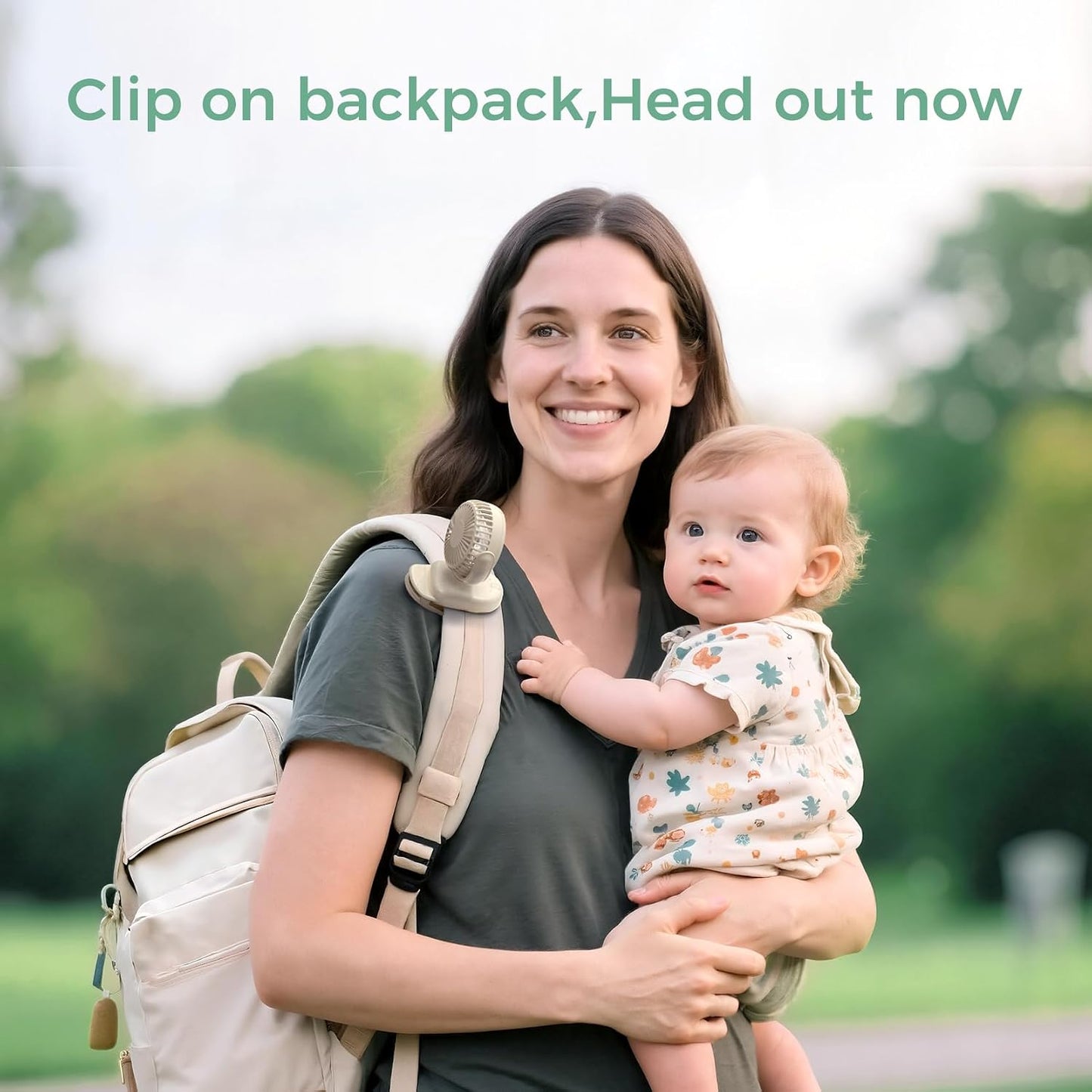Momcozy Portable Stroller Fan with Clip | 4-Speed Mini-Fan for Carrier | Personal Fans Ultra Light 0.26lb | Gaps ≤4.5mm | Handheld Cooling | Rechargeable Rotate for Diaper Backpack/Table/Chair