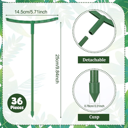 36 Pcs Plant Support Stakes, Half Round Plant Support for Indoor Plants Stackable Plant Holder Stick Plastic 9.8 Inch Plant Stakes for Tomato, Monstera, Peony, Hydrangea Climbing Plants