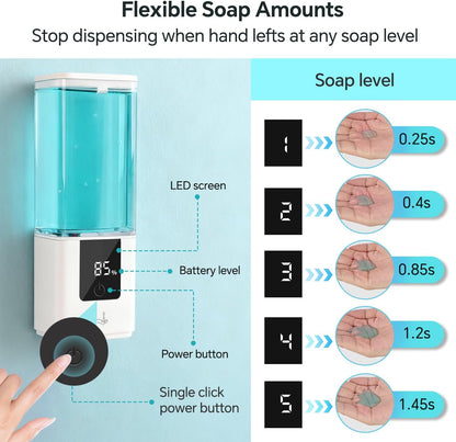 LAOPAO Soap Dispenser, Automatic Soap Dispenser Wall Mount Rechargeable Foaming Soap Pump for Bathroom Kitchen, Touchless Foam Soap Dispenser for Dish/Hand/Shower Soap, Home & Commercial, 540ml, White