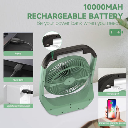 Dorobeen Portable Clip on Fan, Battery Powered, 3 Speed Quiet Rechargeable Mini Desk Fans, 360° Rotate for Home Office Stroller Camping Golf Cart (BLDC Motor)