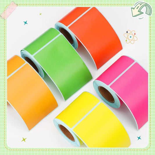 Outus 500 Pieces Rectangle Color Coding Labels 2 x 3 Inch Colored Sticker Labels Roll Fluorescent Removable Inventory Stickers for Boxes Folders Office Classroom Warehouse (Fluorescent Color)