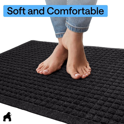 GORILLA GRIP® Ultra Absorbent Front Door Mat Outside Entrance, Traps Dirt and Moisture, HydroABSORB Indoor Outdoor Doormat Holds Up to 1.7 Cups Water, Stain and Fade Resistant Welcome Mat, 29x17 Black