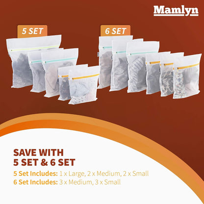 Mamlyn Mesh Laundry Bag for Delicates, Wash Bag for Underwear and Lingerie, Makeup Organizer Bag (2 Small)