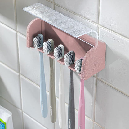 Toothbrush Holders for Bathrooms,Kids Toothbrush Holders with Cover,5 Slots Electric Tooth Brush Holder Wall Mounted Toothbrush Organizer,Shower Restroom Bathroom Accessories (White)