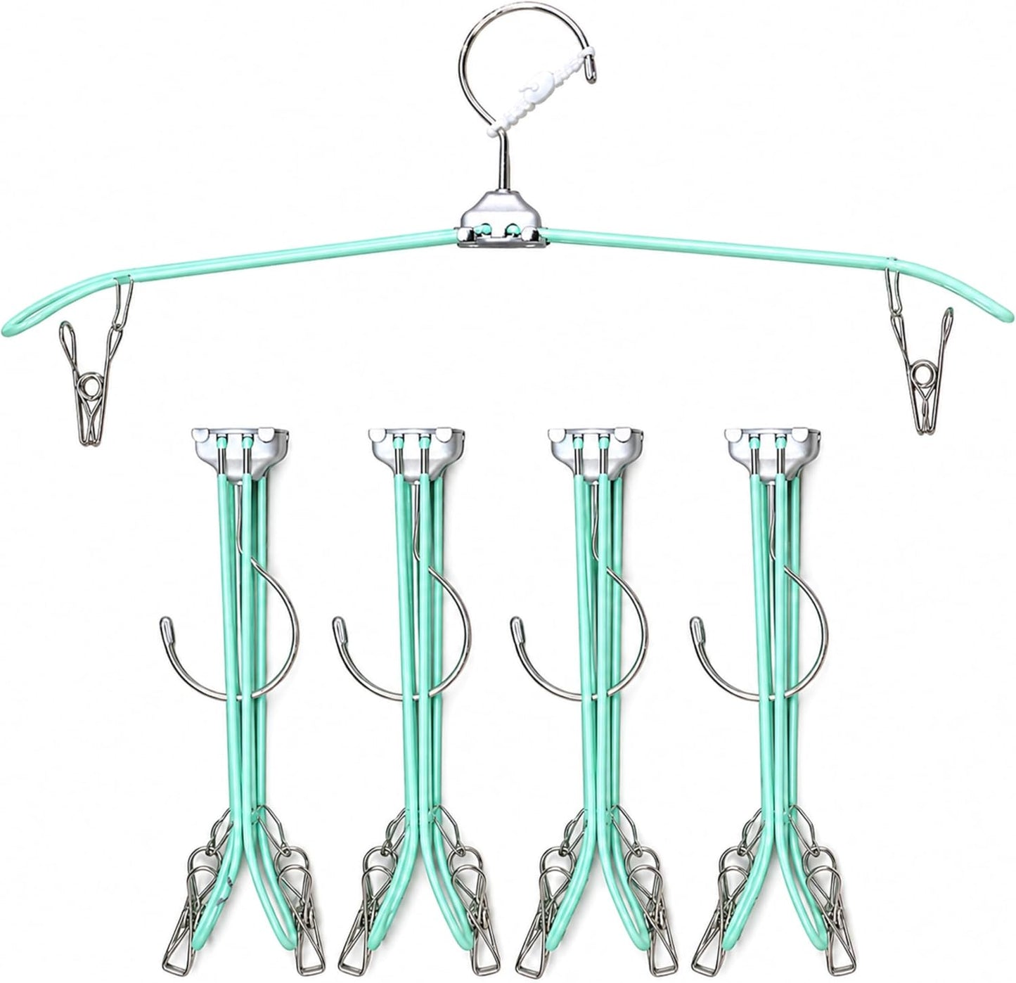 ROOM127 Travel Hangers with Clips, 5 Pack Foldable Stainless Steel Hangers | Windproof Non-Slip Portable Clothes Hangers for Cruise, Camping, RV, Hotel, Suitcase, Silver