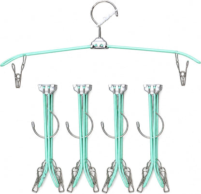 ROOM127 Travel Hangers with Clips, 5 Pack Foldable Stainless Steel Hangers | Windproof Non-Slip Portable Clothes Hangers for Cruise, Camping, RV, Hotel, Suitcase, Silver