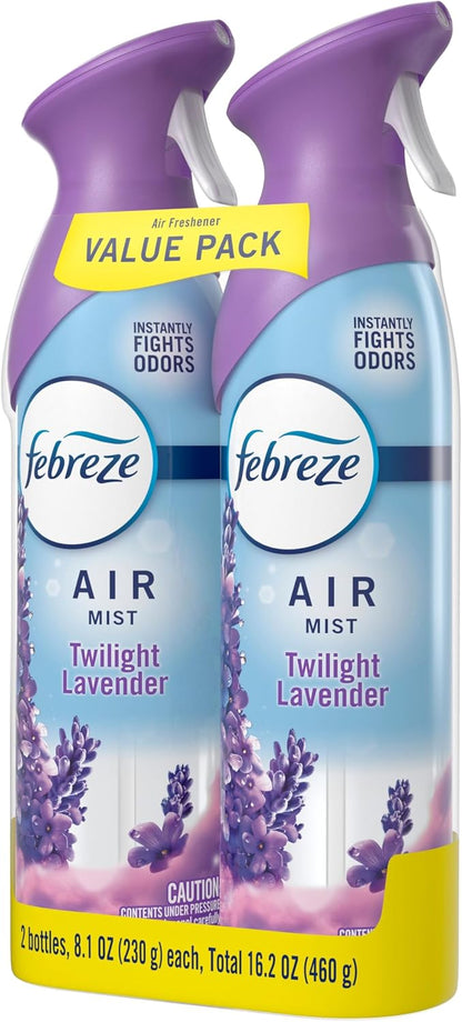 Febreze Air Mist, Air Freshener Spray, Odor Fighting Room Spray, Deodorizer for Home Bathroom Kitchen Office Apartment Dorm Room Classroom, Linen & Sky Scent, 8.1oz (Pack of 2)
